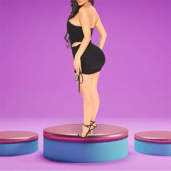 💜 NWOT Fashion Nova Black Skirt Set 💜 - Picture 6 of 11